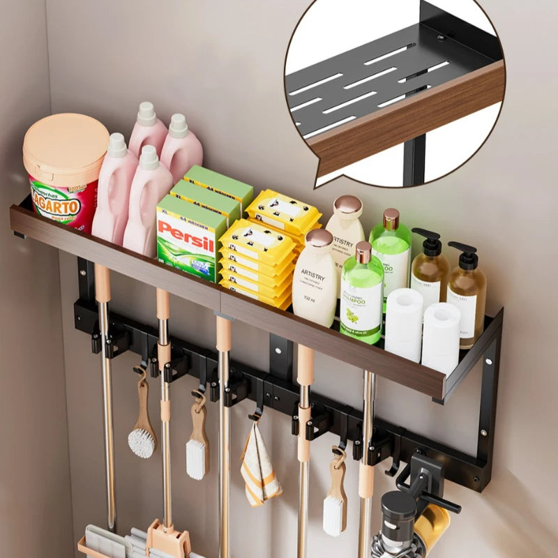 Wall-mounted broom, broom storage rack, cleaning tool rack, hook, mop finishing rack, placement rack Oasis Select