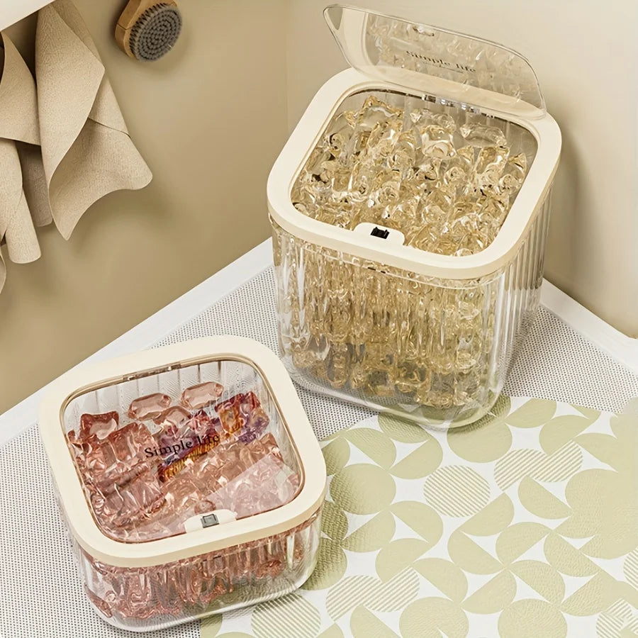 Clear Laundry Capsule Dispenser - Odorless plastic storage container for detergent and dryer sheets, flip-top organizer Oasis Select