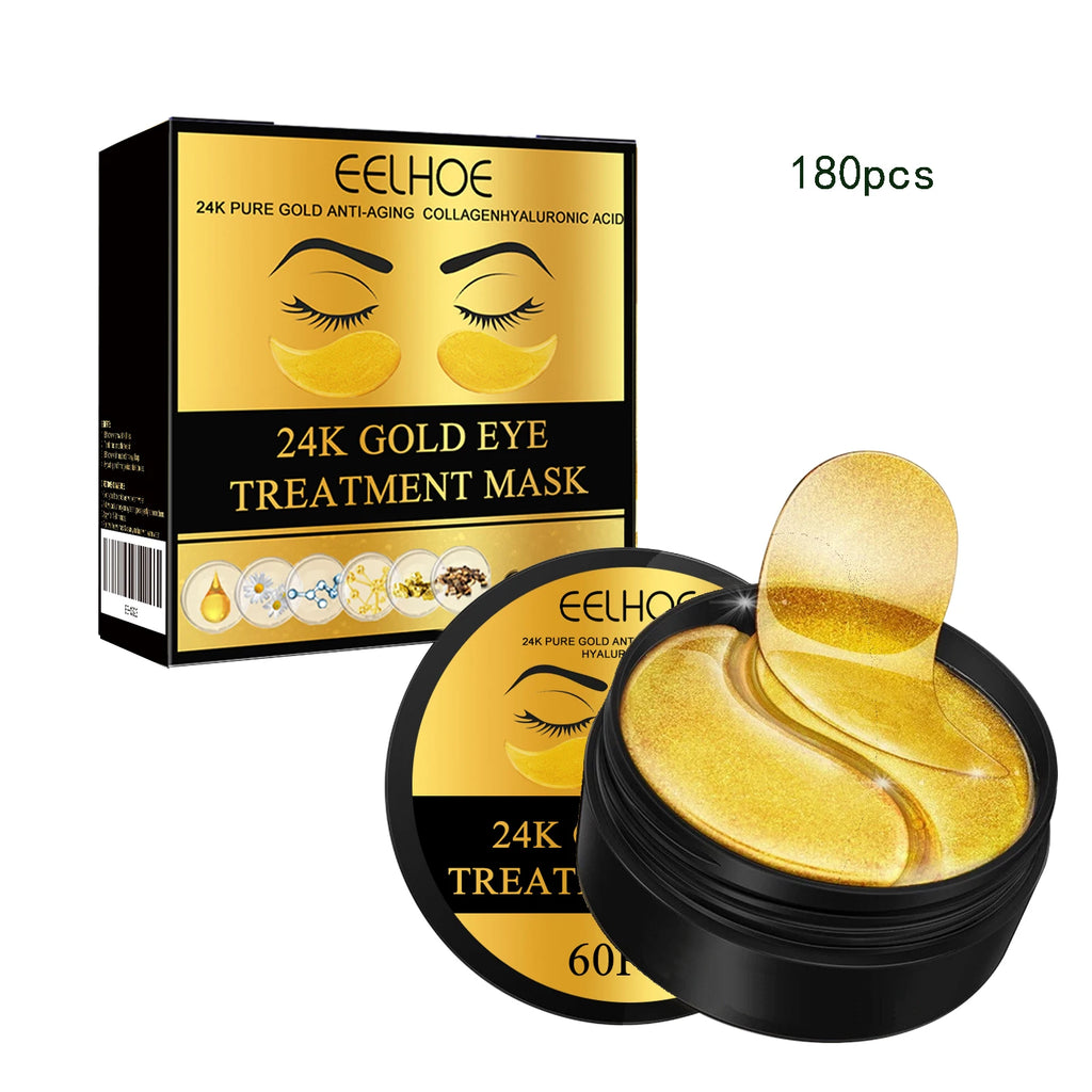 60pc 24K Gold Collagen Eye Masks – Dark Circles & Anti-Aging