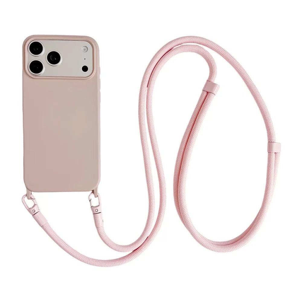 Solid Color Phone Case With Hanging Rope Can Be Slung Diagonally For Iphone 17Promax 17Air 16 Promax 15 14 13 17 Pro Shockproof Oasis Select
