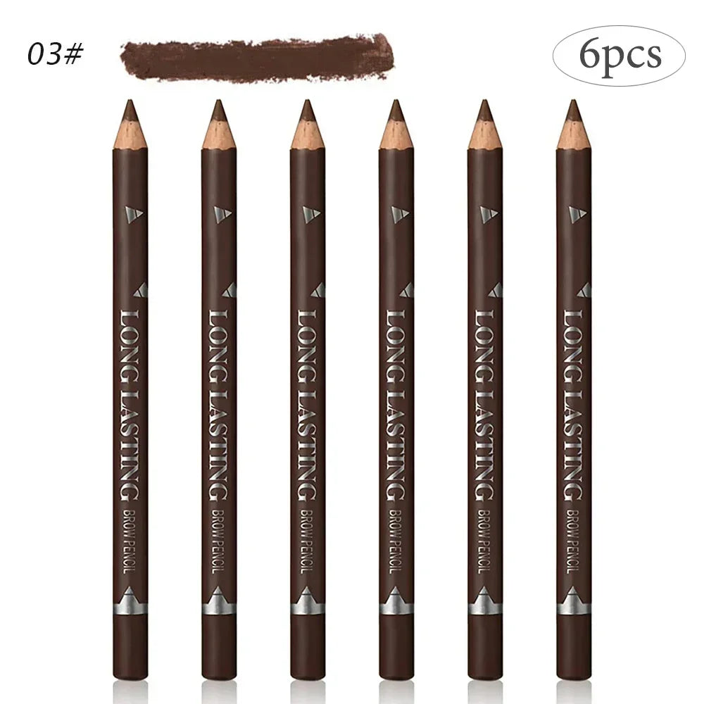 Waterproof Eyebrow Pencil Set 6/12 Pcs – Natural Black & Brown