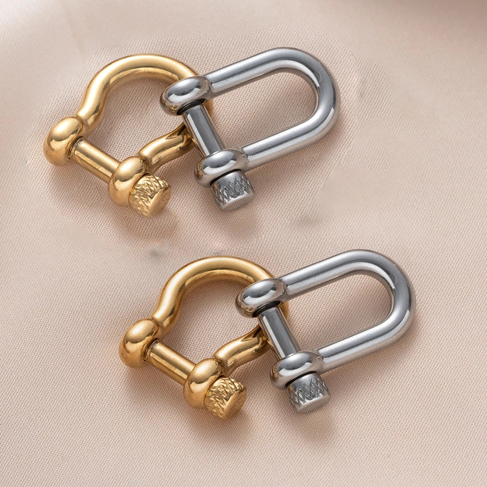 1pcs 304 Stainless Steel D-Ring Anchor Shackle Clasps Screw Lock Bow Horseshoe Buckle for DIY Bracelets Purse Jewelry Making Oasis Select