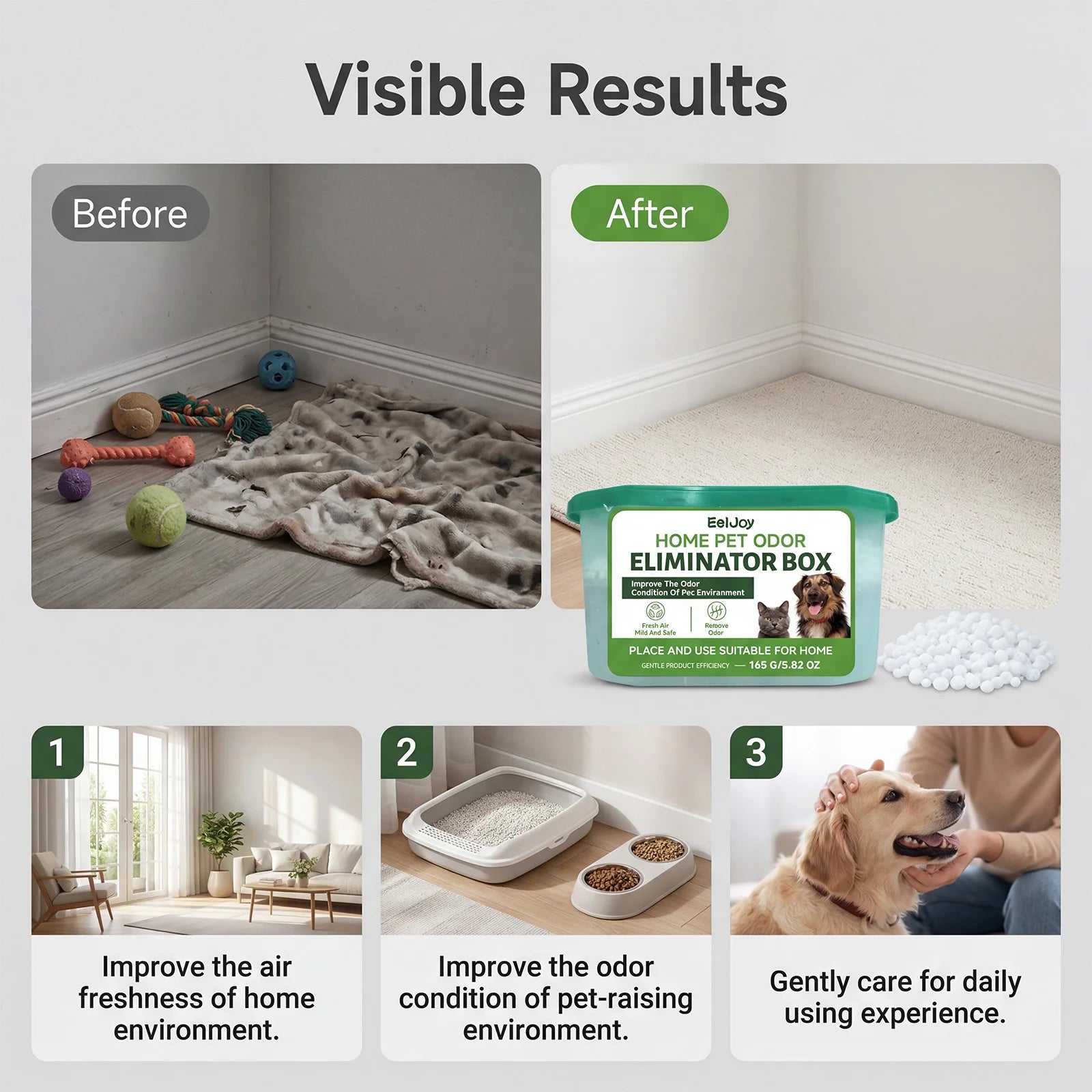 165g Pet Odor Eliminator Box Home Long Lasting Fresh Air For Cat Litter Box Dog Toilet Safe For Pets And Family Oasis Select