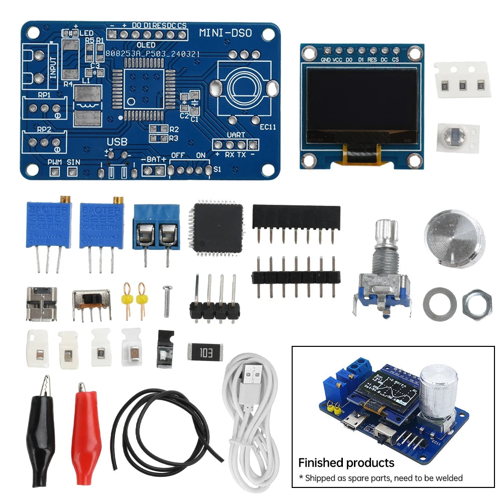 DC 5V DIY Mini Digital Oscilloscope Electronic Kit STC 0.96 Inch DIY Soldering Project Practice Solder Assembly Oasis Select Without shell