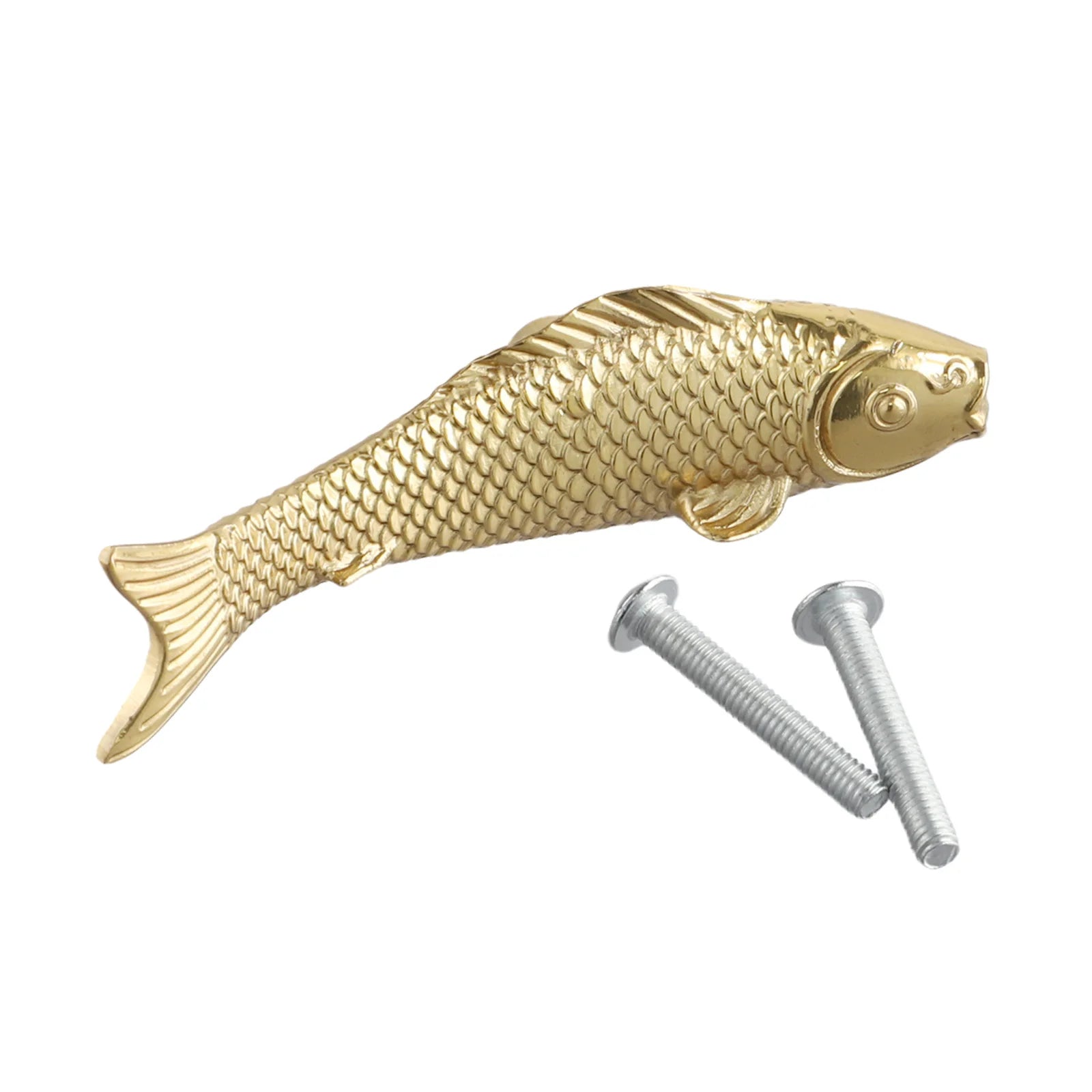 80x26x20mm Goldfish Brass Knob Bright Colors Brushed Finish Comfortable Touch Fade-resistant Lifelike Goldfish