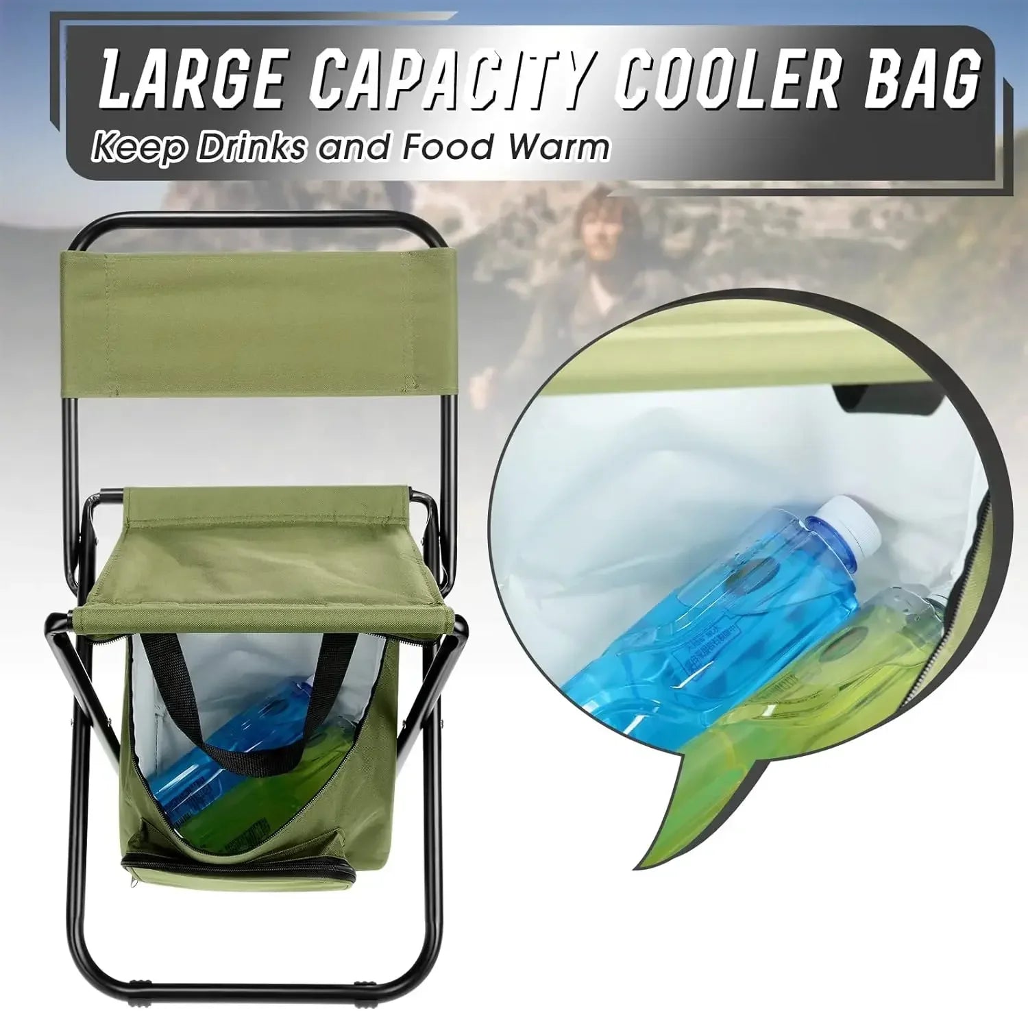 Fishing Stool Detachable Portable Folding Chair Beach Camping Chair with Cooler Bag Backrest Lightweight Outdoor Folding Chair Oasis Select