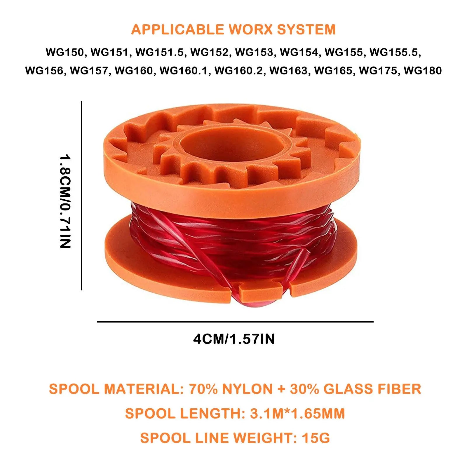 Worx WA0010 Replacement Trimmer Spool Line – 20 Pack