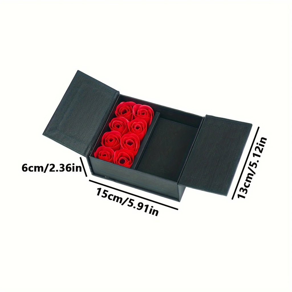 Valentine's Day Gift Box Rose Flower Ring Necklace Jewelry Box Soap Flower Present Box for Girlfriend Oasis Select