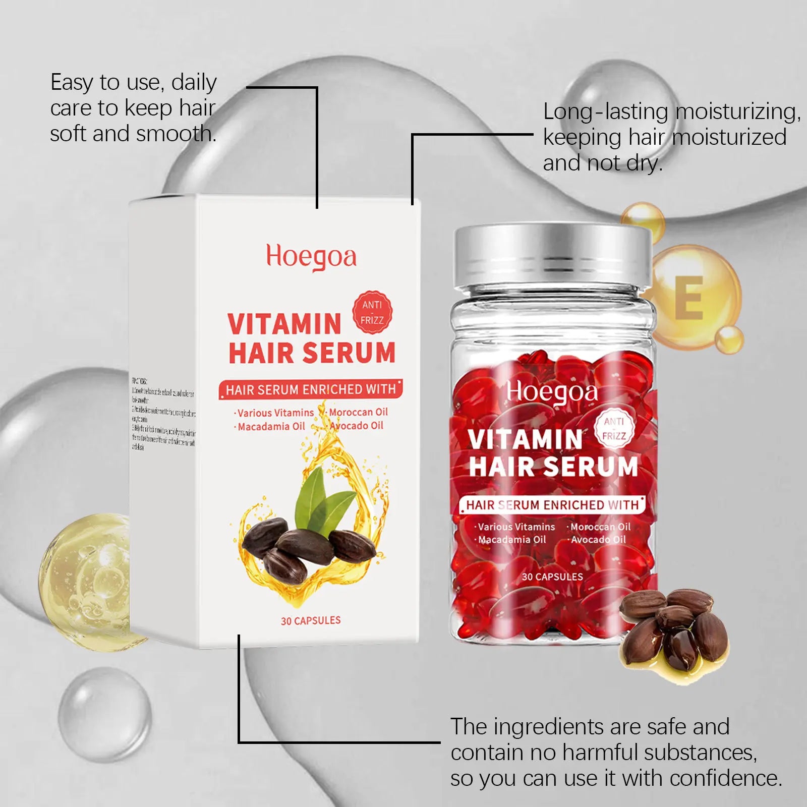 Vitamin Hair Care Serum Capsules Increase Regrowth Oil-Control Prevent Loss More Thicker Scalp Massage Hair Growth Essential Oil Oasis Select 30pcs Boxed