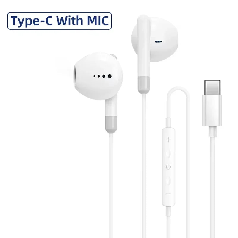 In Ear Wired Earphones 3.5mm/USB-C Volume Control with Microphone Music Sports Headphones For iPhone 16 15 Samsung S24 Xiaomi Oasis Select Type C With MIC