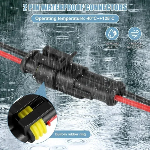 10pcs/5sets 2 Pin Way Connector Waterproof Connectors Male & Female Way 16 AWG Wire for Car Truck Boat Electrical Connector Oasis Select
