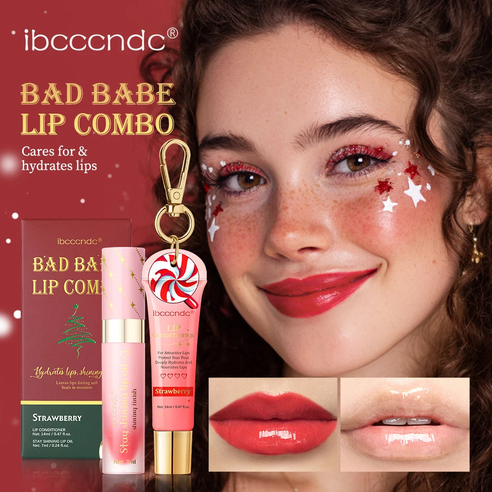Strawberry Lip Gloss & Lip Oil Duo – Moisturizing 2-Pc Set