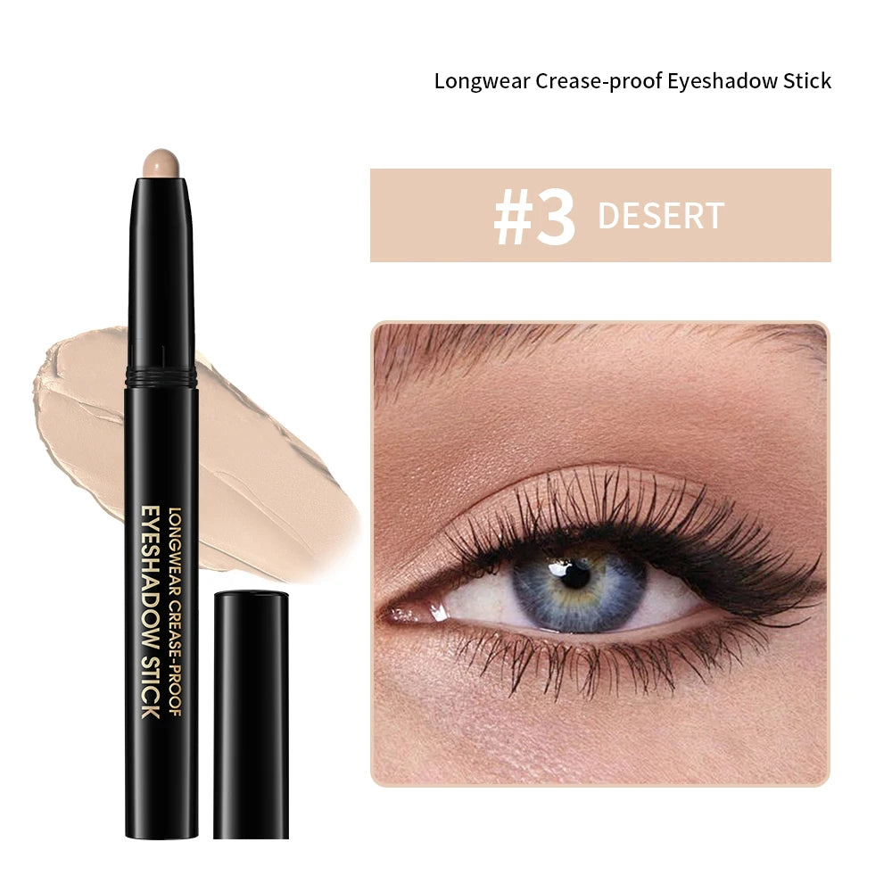 Waterproof 10 Colors Crease-proof Eyeshadow Pencil Stick Lasting Glitter Shimmer Matte Eye Shadow Highlighter Pen Eyes Makeup Oasis Select 3DESERT MATTE