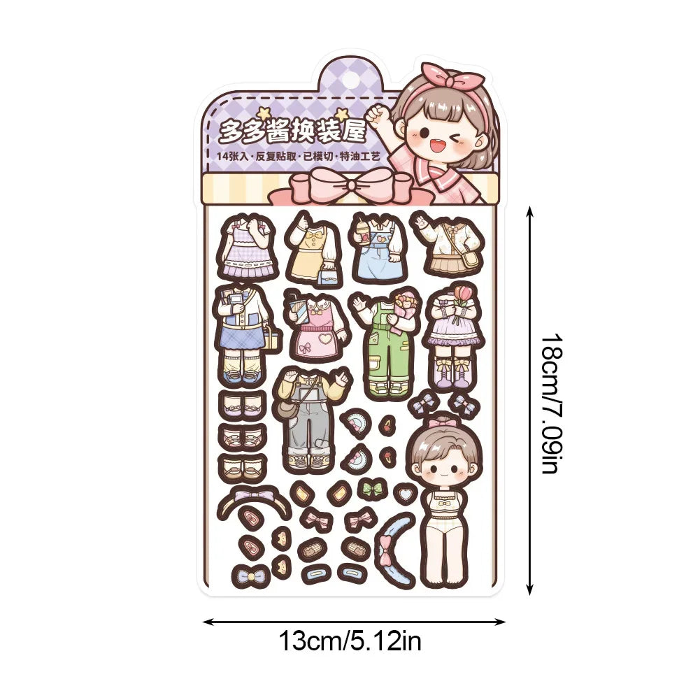 Dress Up Girls Stickers DIY Cartoon Princess Change Clothes Kawaii Toys Children Birthday Party Decor Gifts Stationery Sticker Oasis Select