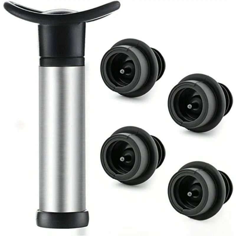 Stainless Steel Red Wine Vacuum Pump, Black Plastic Pump, Silicone Plug, Vacuum Red Wine Plug abridor de vinho Oasis Select