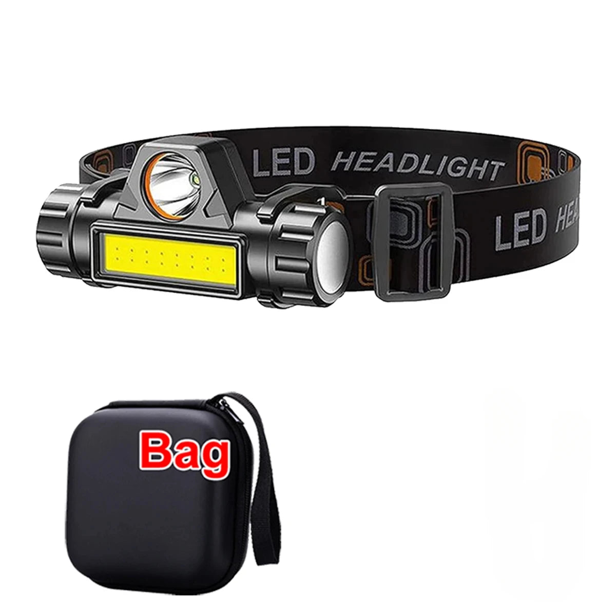 Super Bright Rechargeable COB LED Headlamp Magnetic USB Head Torch Outdoor Camping Hiking Fishing Long Battery Life Waterproof Oasis Select with bag