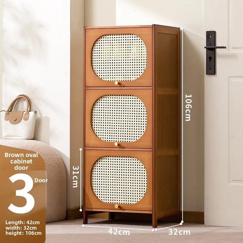 Household entrance shoe cabinet large capacity simple narrow multi-layer vertical small shoe cabinet corridor Oasis Select Brown-7 layers