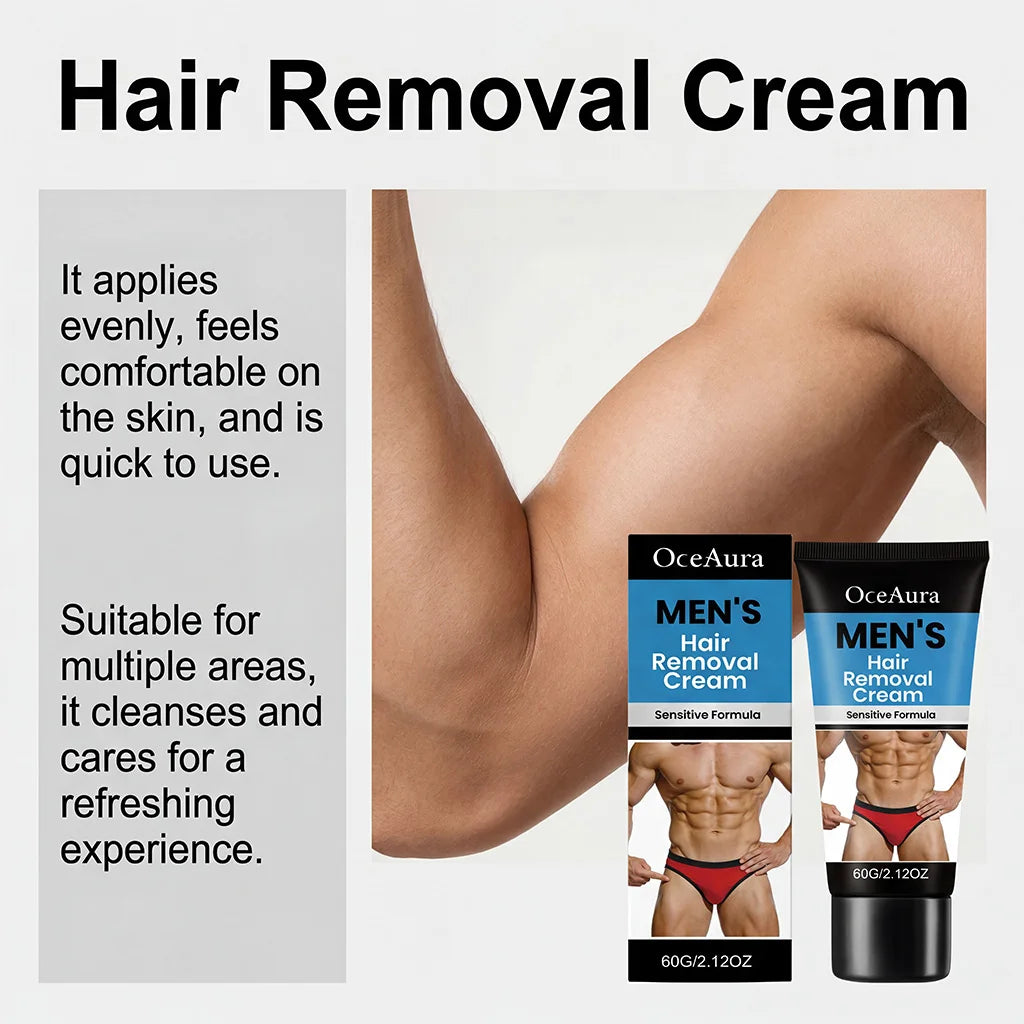 OceAura Men's Hair Removal Cream – Smooth & Moisturized Skin Hair Removal Cream Oasis Select