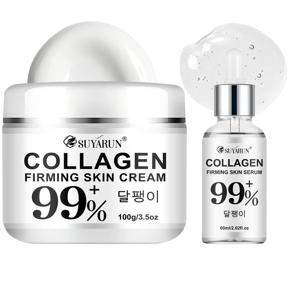 SUYARUN Anti-Aging Collagen Cream & Serum Set - Moisturizing, Wrinkle Reduction, Firming, Brightening - Free Shipping. Oasis Select 100g-60ml