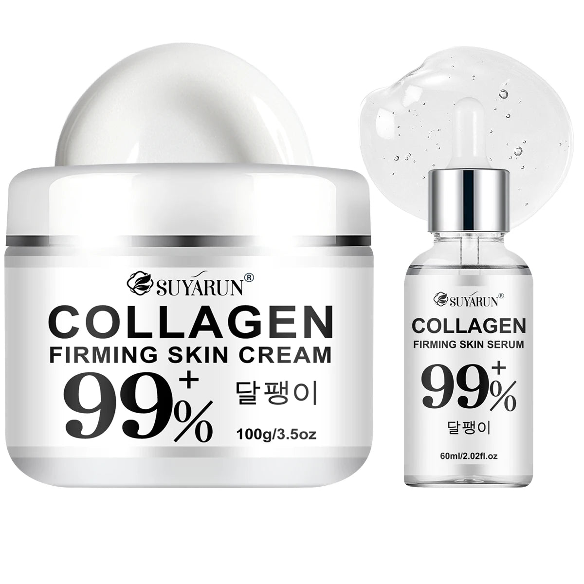 SUYARUN Anti-Aging Collagen Cream & Serum Set - Moisturizing, Wrinkle Reduction, Firming, Brightening - Free Shipping. Oasis Select 100g-60ml