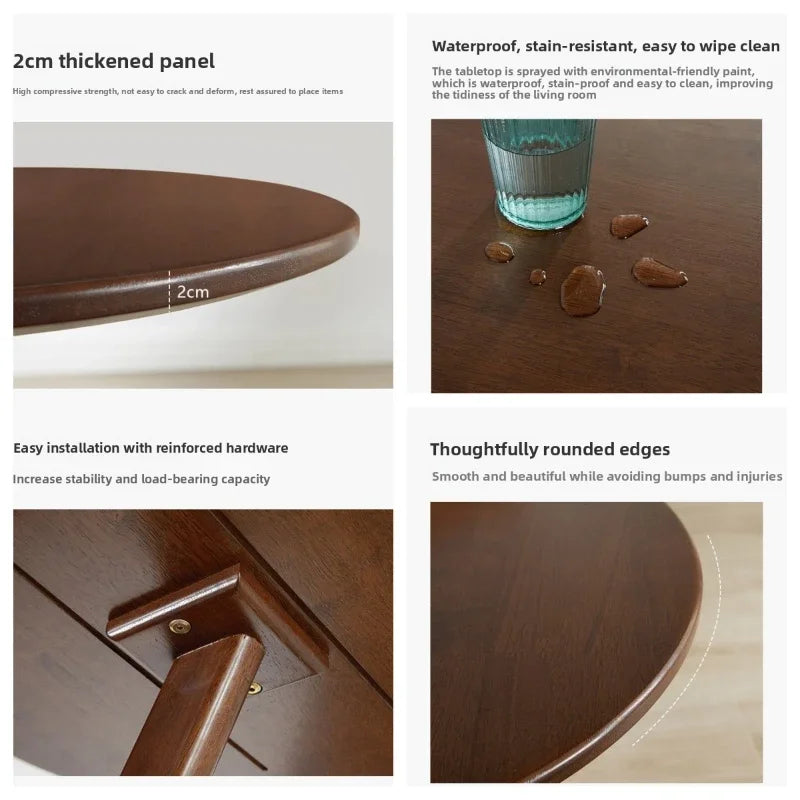 Multi-functional Solid wood small coffee table household living room small round table sofa edge table Oasis Select