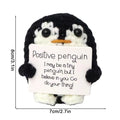 Knitted Emotional Support Penguin Crochet Doll with Positive Card Cute Crochet Doll Mini Penguin Toy Decor Home Accent Ornaments Oasis Select Black