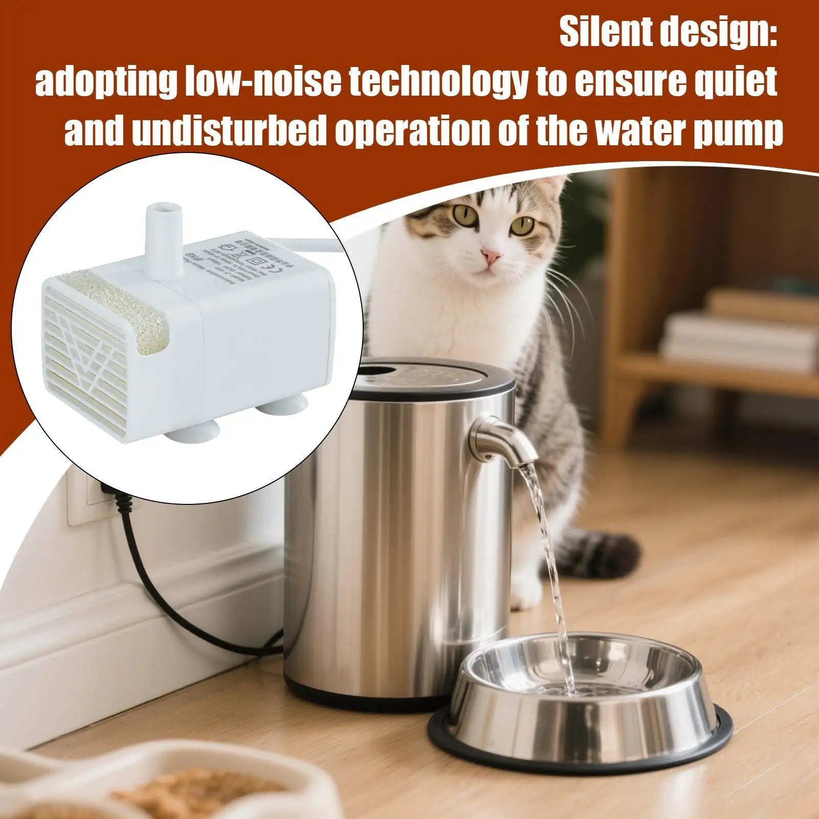Cat Fountain Pump Cat Water Fountain Pump Replacement Quiet Feeding Supplies for Drinking Dispenser Travel Indoor Home Apartment Oasis Select