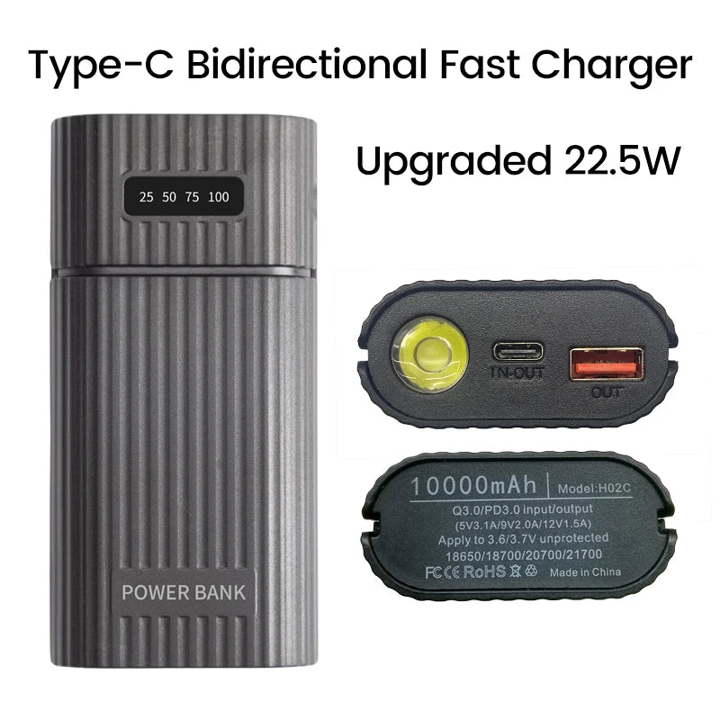 Power Bank Case for 18650/21700 Battery Pack No Soldering Fast Charging Charger DIY USB Power Bank for Cellohone Oasis Select Type E