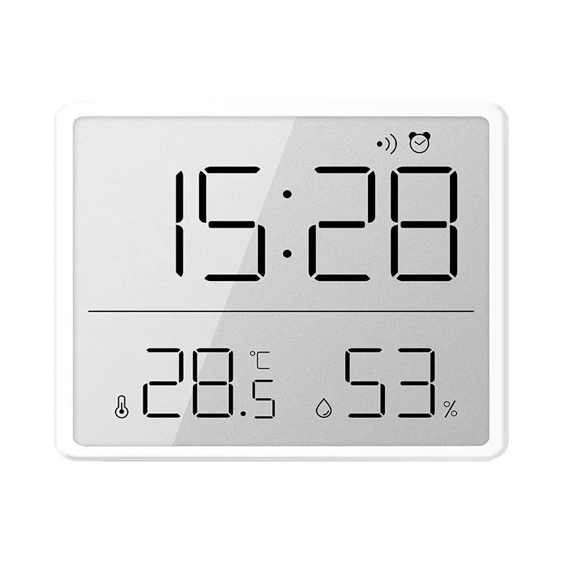 Ultra Thin Alarm Clock LCD Large Screen Digital Temperature Hygrometer Simple Alarm Clock Magnetic Design Desk Decoration Clocks Oasis Select White