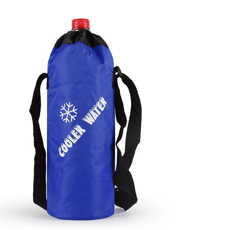 Water Bottle Tote Bag Universal Pouch Heat Preservation Insulated Cooler Bag Outdoor Traveling Camping Hiking Water Bottle Cover Oasis Select D-Blue-snowflake