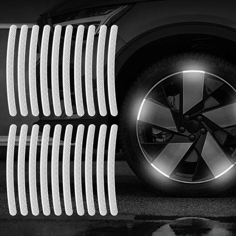 Car Wheel Hub Reflective Sticker Tire Rim Reflective Strips Luminous for Night Driving Car Bike Motorcycle Wheel Sticker Oasis Select 20Pcs White