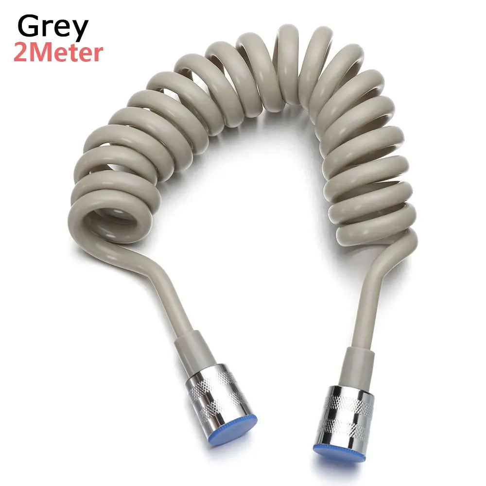 1.5/2/3meter Telephone Line Anti-wrap Spring Shower Hose Toilet Bidet Bath Sprayer Connect Pipe Water Plumbing Oasis Select grey 2 meters