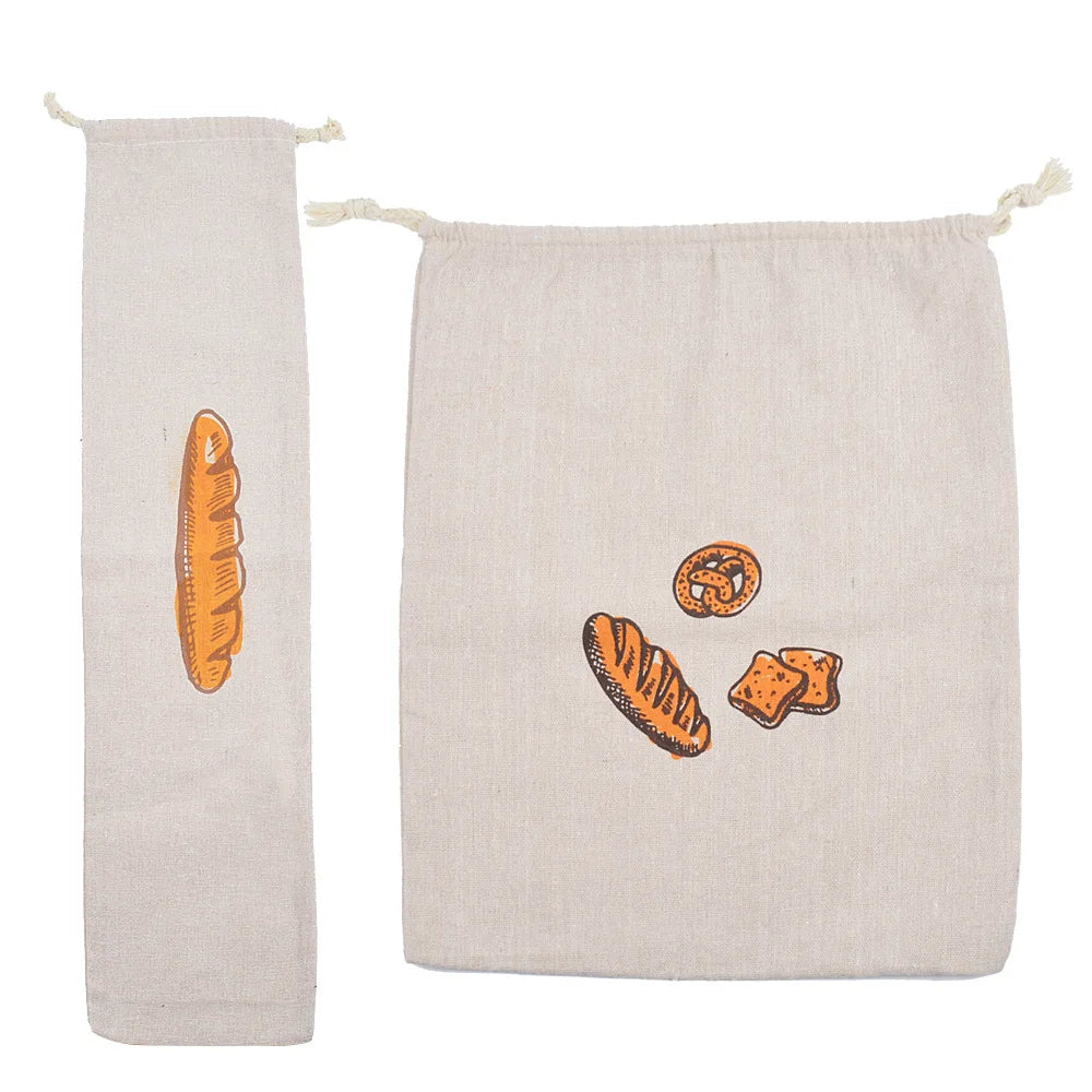 Reusable Drawstring Linen Bread Bags Large Washable Storage Food Accessories Home Unbleached Kitchen Organizer Oasis Select plum