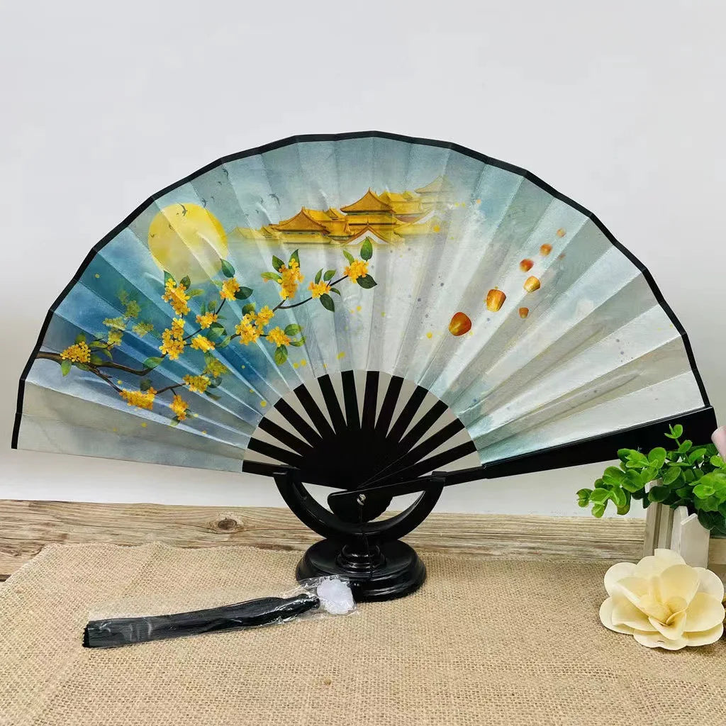 Chinese Style Folding Fan Classical Dancing Cloth Fan Vintage Plastic Animal Dragon Printing Hand Held Fans Photo Props Cosplay Oasis Select Style 13