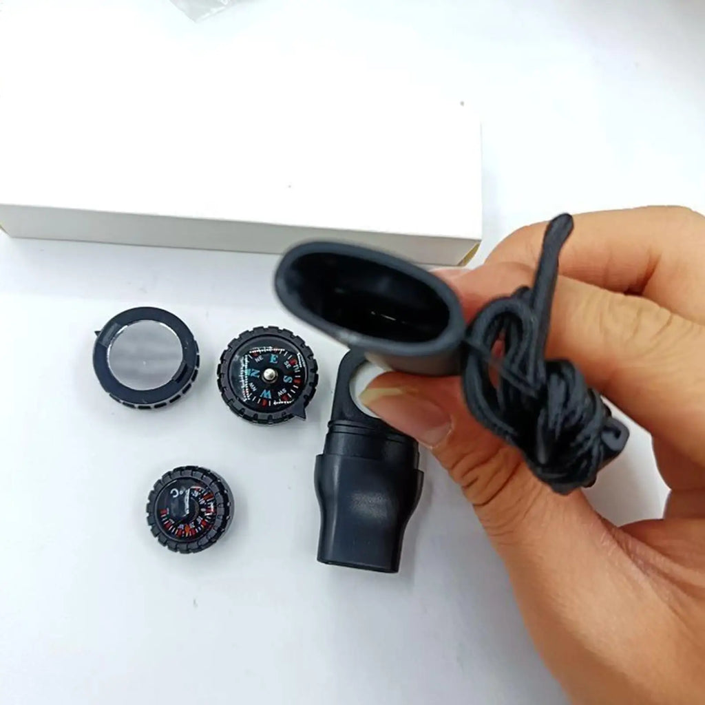 7-in-1 Survival Whistle Outdoor Portable Survival Whistle with Light Women Men Safety Gear with Compass Function and Lanyard Oasis Select