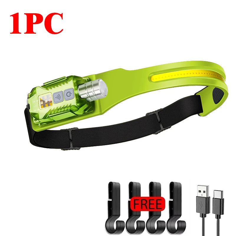 USB Rechargeable COB LED Sensor Headlamp | IP65 Waterproof