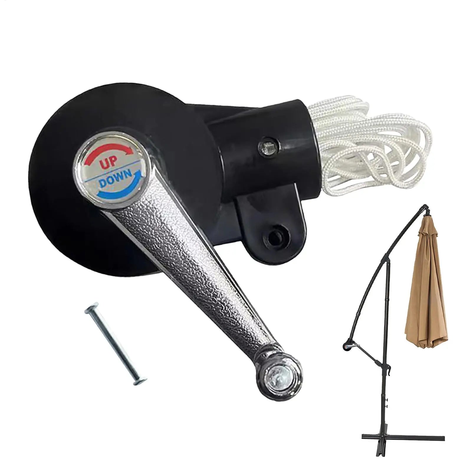 1pc Patio Umbrella Crank Handle Sturdy Replace Parts Parasol Hand Crank Sunshade Attachment for Pool Picnic Beach Camping Garden Oasis Select