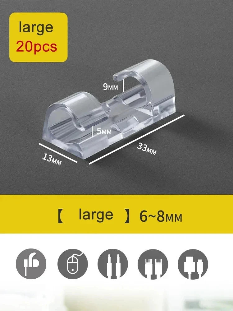 Self-Adhesive Cable Clips 20/100 Pack – Desk Wire Organizer Cable Organizer Clips Oasis Select 20pcs Large