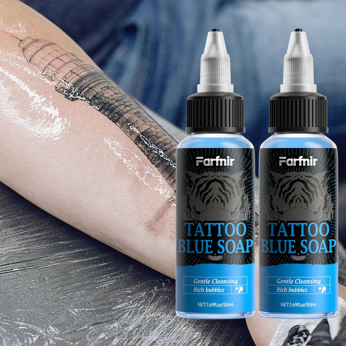 TATTOO BLUE SOAP: Gentle Foaming Formula Hydrates and Nourishes the Skin, Presents Vibrant Colors, and Gently Cares for Tattoos Oasis Select