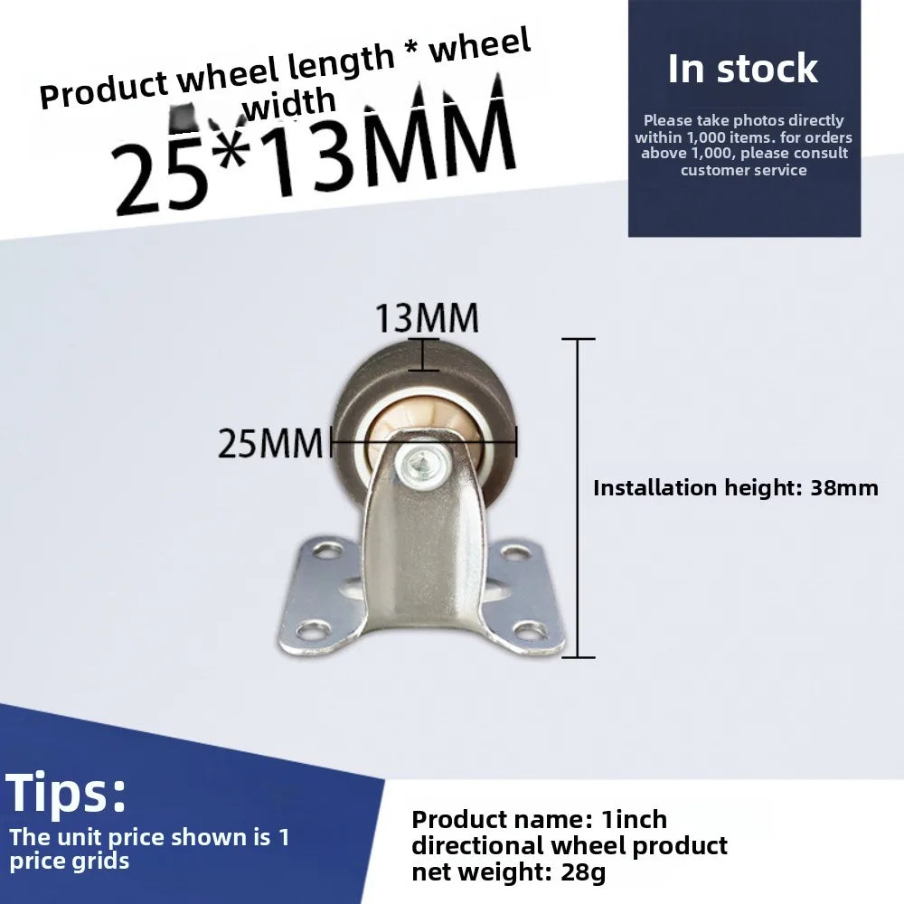 4pcs 1 1.25 1.5 2 Inch Furniture Caster Soft Rubber Universal Wheel Swivel Caster Roller Wheel For Platform Trolley Accessories Oasis Select 1 inch A