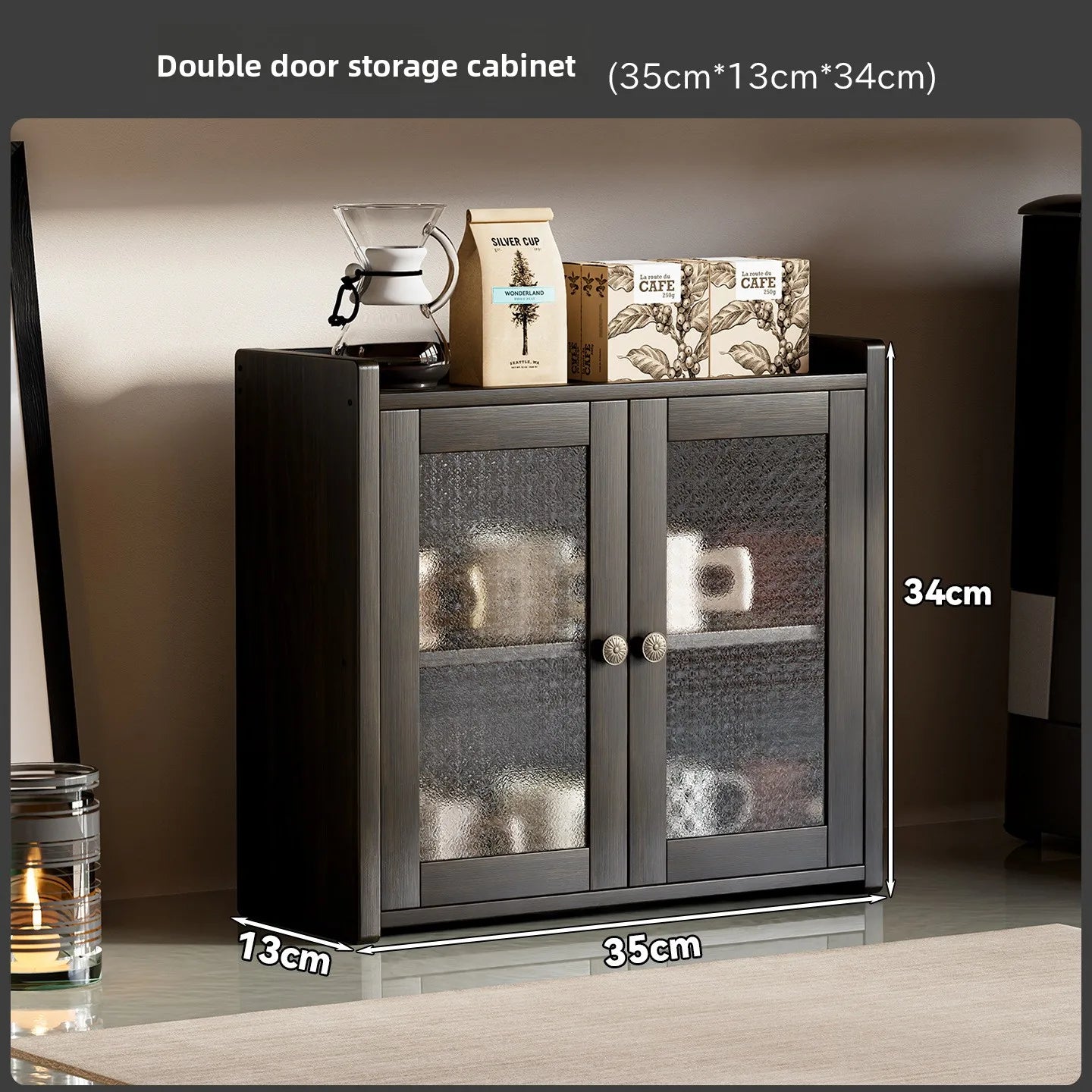 Desktop cup holder Shelf Dining table Cup storage rack Tea cup Coffee cup Tea set Storage cabinet Dust proof Table shelf Oasis Select 3 floors 35 long