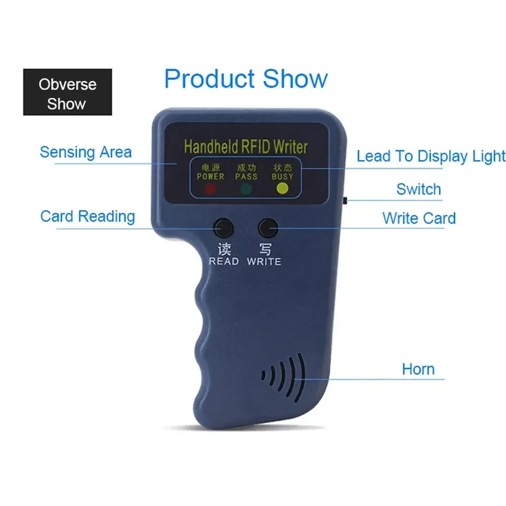 EM Handheld RFID Copier Card Reader Writer Duplicator Programmer Support EM5200 4100 EM4305/ T5577 Rewritable 125Khz Keyfob tag Oasis Select