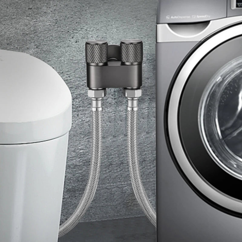 G1/2 1 In Two Out Double Control Washing Machine Faucet Toilet Triangle Valve Kitchen badSink Bathroom Basin Faucet Accessories Oasis Select