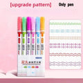 Curved Tip Flower Marker 6Pcs Floral Outline Highlighter Kawaii Graffiti Pen Practical School Study Goods Oasis Select 6pcs-double head