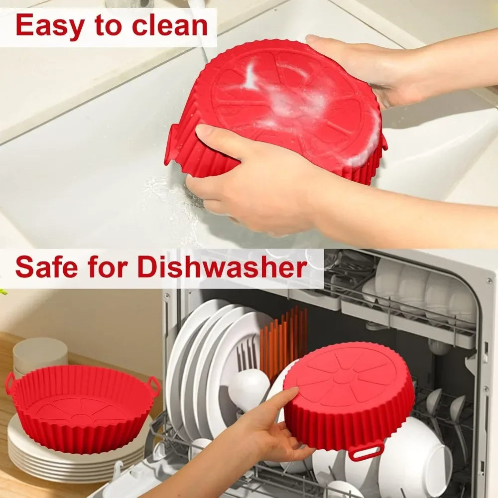 Silicone Basket Pot Tray Airfryer Liner for Air Fryer Reusable Container Accessories Pan Baking Mold Protector Kitchen Gadgets Oasis Select