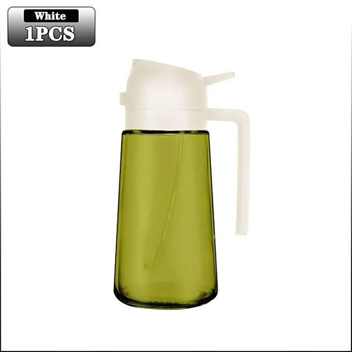 2-in-1 Dark Glass Oil Sprayer Olive Oil Dispenser Black Lightproof Oil Sprayer for Cooking Salads and Barbecues Barbecue Tools Oasis Select White