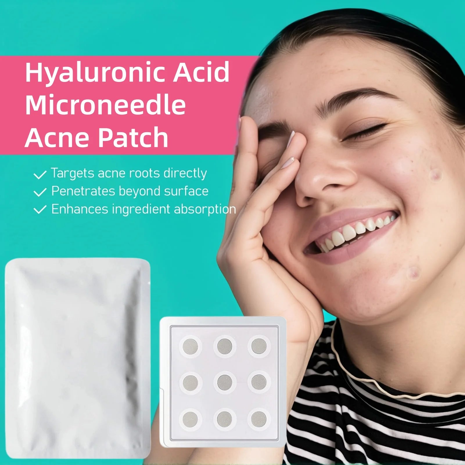 Hyaluronic Acid Microneedle Acne Patch – Invisible & Breathable