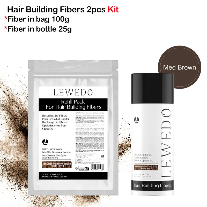 LEWEDO Keratin Hair Building Fiber Powder Kit & Refill Bag