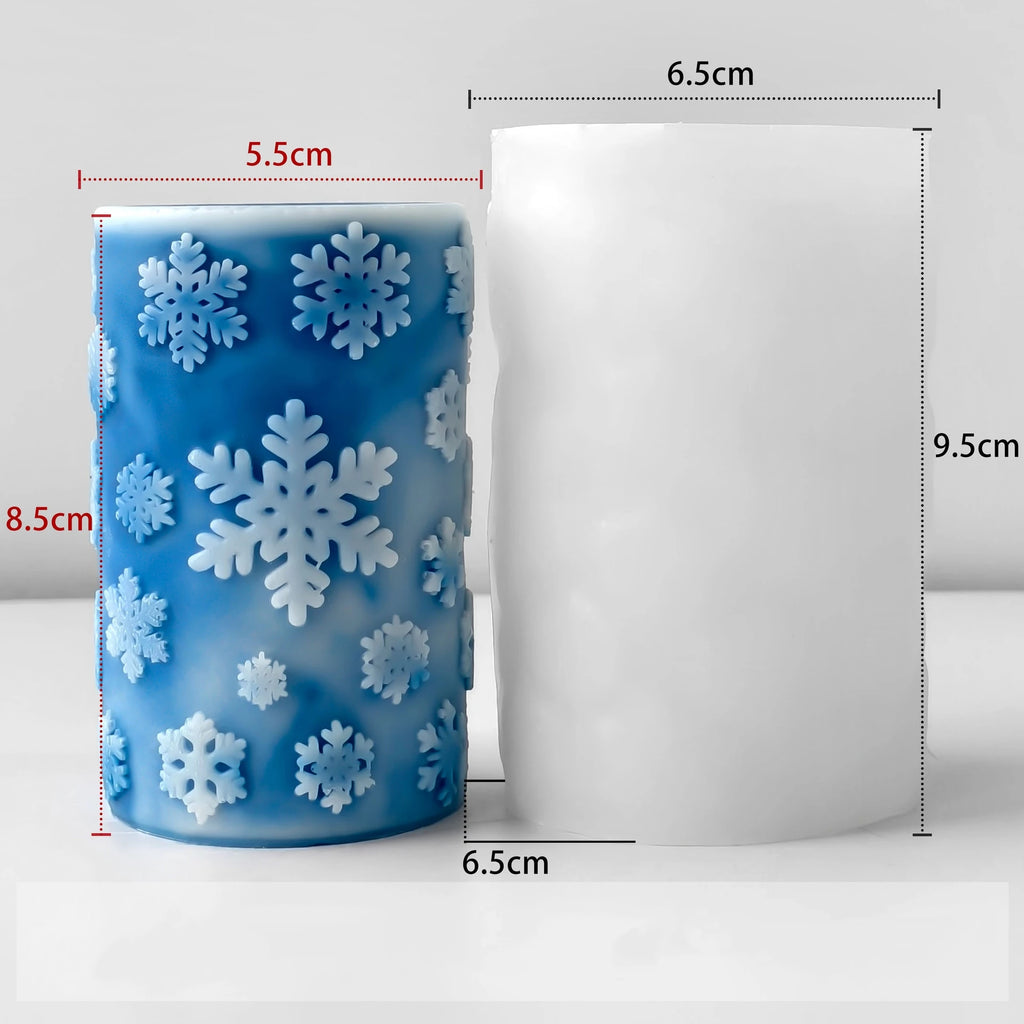 3D Relief Cylinder Christmas Snowflake Elk Silicone Candle Mold Christmas Tree Santa Aroma Plaster Mold Candle Making Supplies Oasis Select J-5323