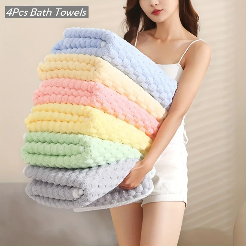 thick and big Bamboo Charcoal Coral Velvet Bath Towel For Adult Soft Absorbent Microfiber Fabric Towel Household Bathroom Towel Oasis Select